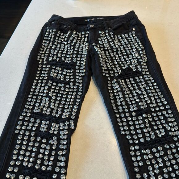 Michael Kors Dillon relaxed women’s rhinestone, black jeans, size 4, excellent.